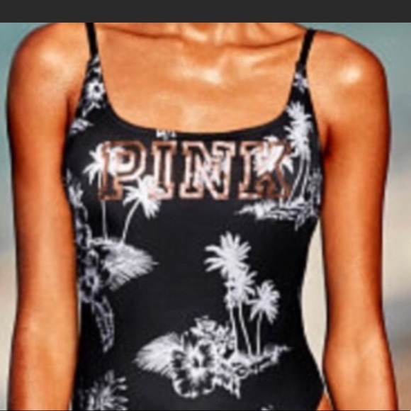 ❌PALM BLACK & WHITE GOLD “PINK” SWIM-SUITE - Picture 2 of 3